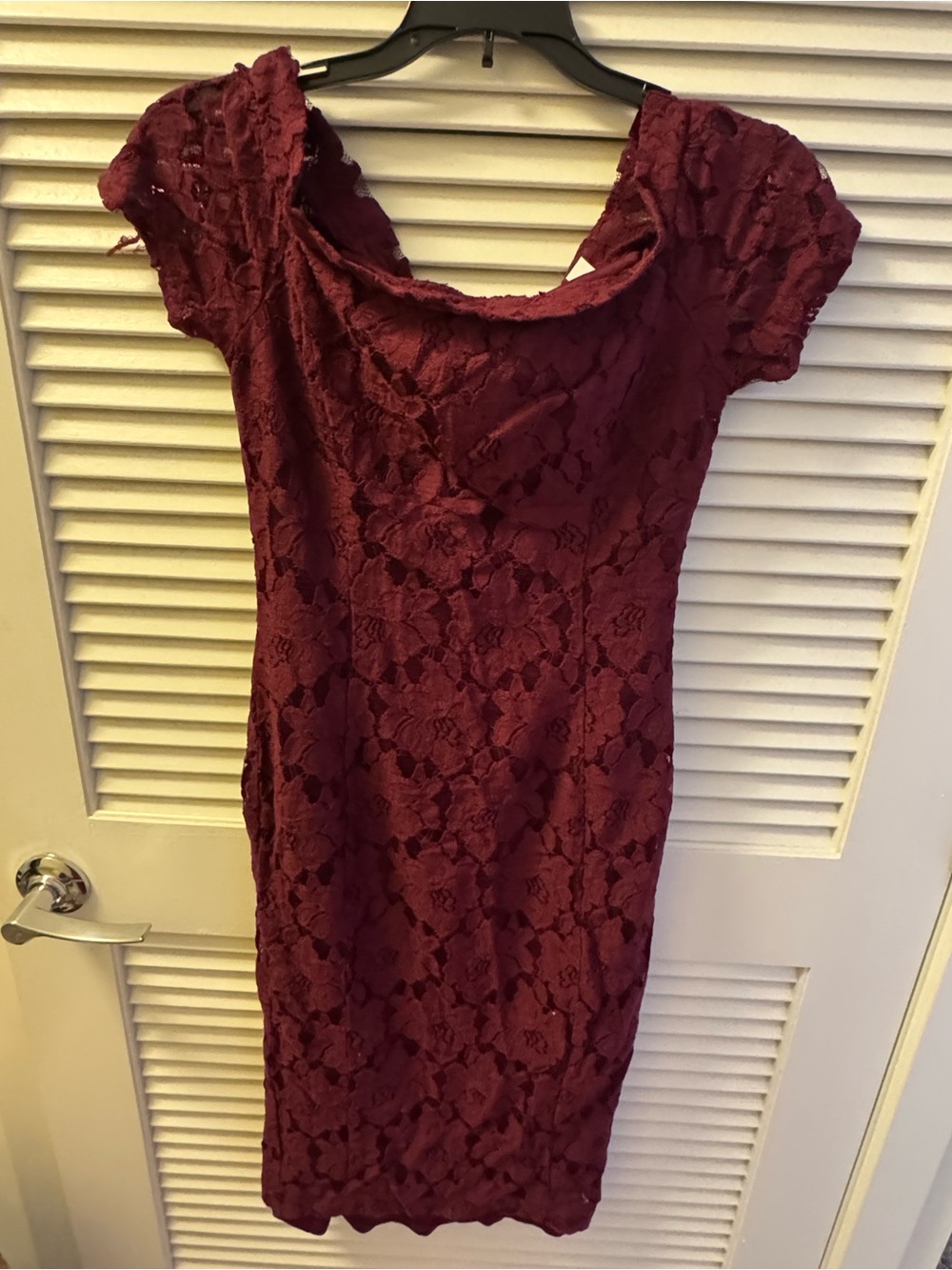 New York & Company Burgundy Lace Midi Sheath Dress